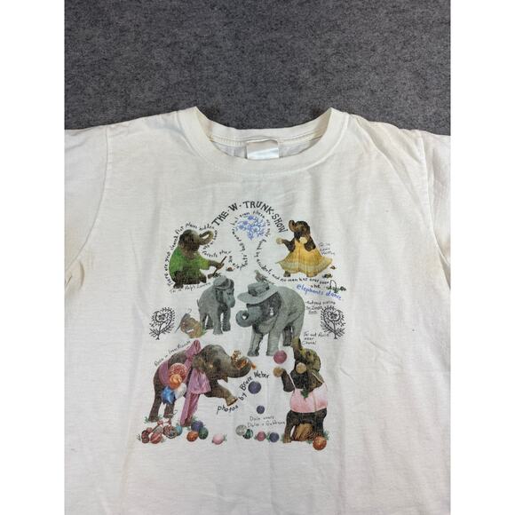 VINTAGE 90s The W Trunk Show Shirt Womens Small White Elephant Graphic Rare Tee - Picture 6 of 9
